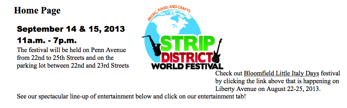 INAUGURAL STRIP DISTRICT WORLD FESTIVAL